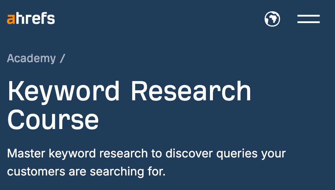 Keyword Research Course by Ahrefs