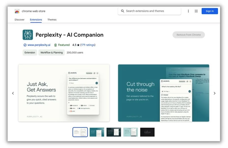 AI tools for marketing agency - perplexity home screen.