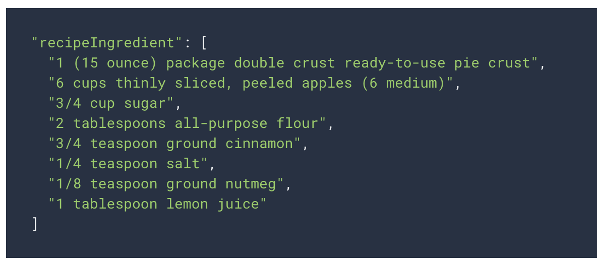 example of structured markup for recipe steps in Google Assistant