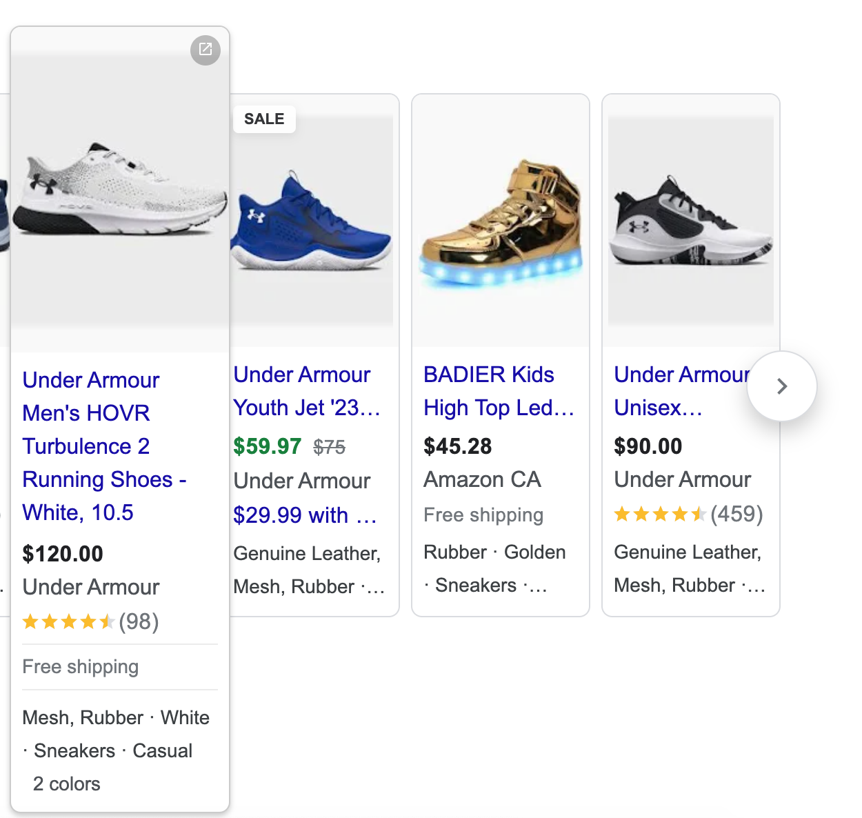 Google shopping ads showing star ratings