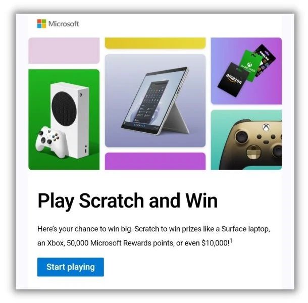 Giveaway ideas - Scratch to win giveaway from Microsoft.