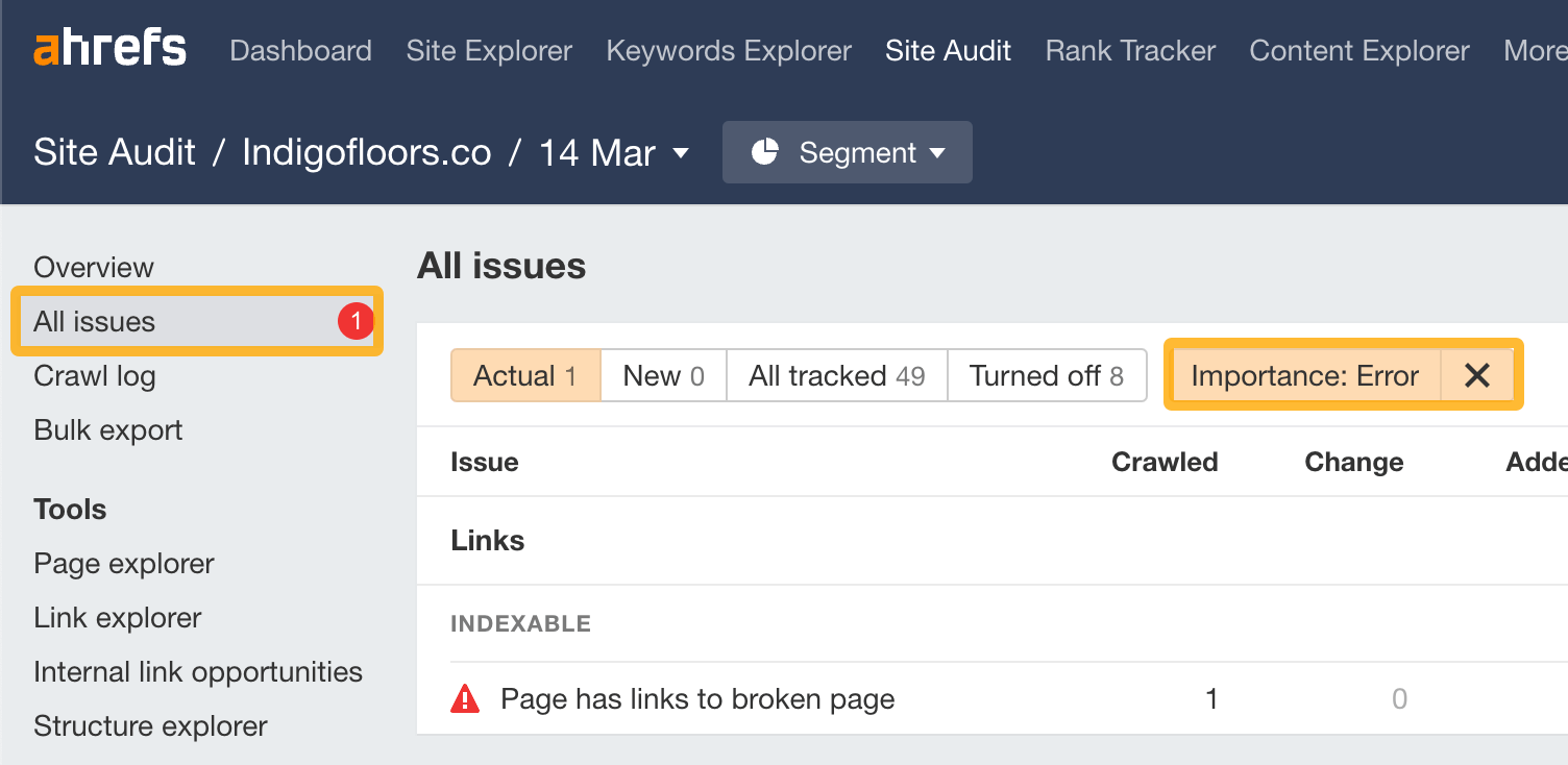 How to find website errors in Ahrefs' Site Audit