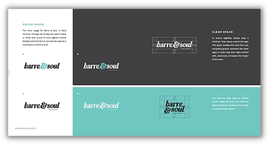 brand guideline example from barre and soul