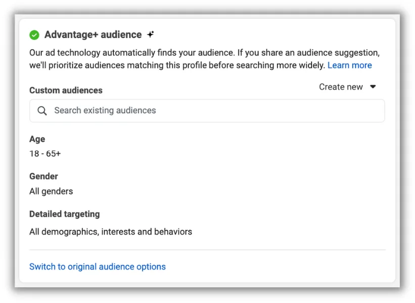 advantage+ audience controls