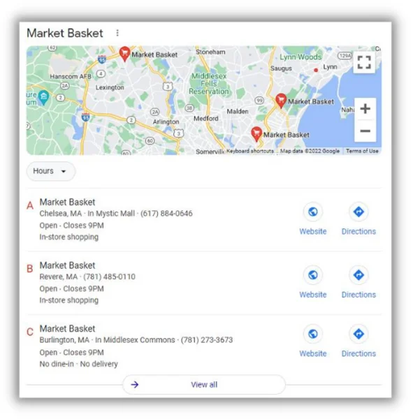 example of franchise google local business profiles