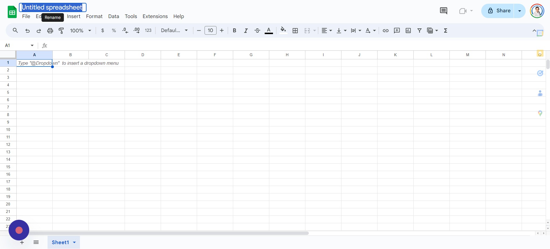 step 1 name google sheets file