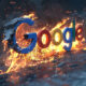 Google Logo Cracking Burning