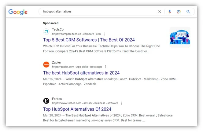 google ads benchmarks - screenshot of ads on serp