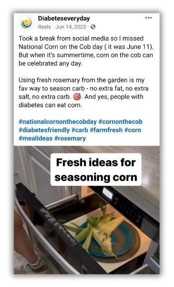 June content ideas - Facebook post showing how to cook corn.