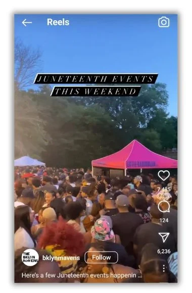 June content ideas - Instagram video with ideas for Juneteenth celebrations.