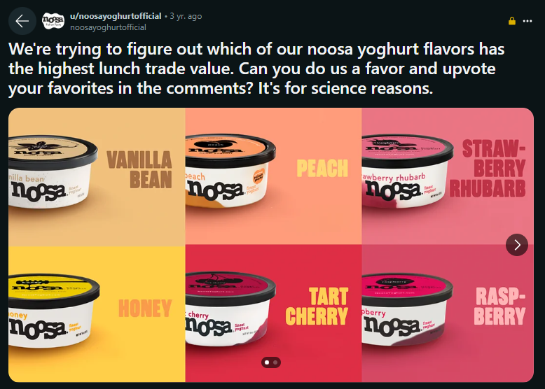 Noosa Yoghurt’s 2021 back-to-school campaign on Reddit.
