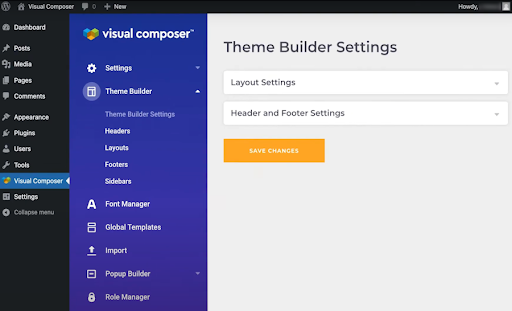 screenshot of Visual Composer theme builder