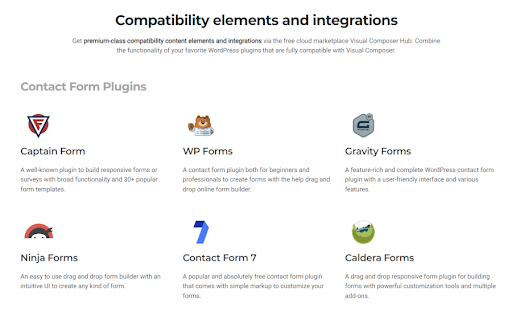 screenshot of Visual Composer plugin options