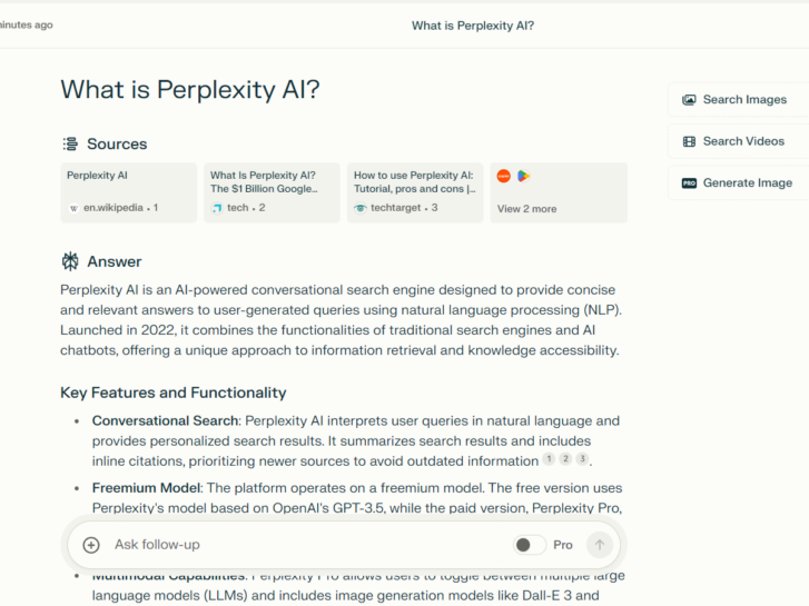 Sample of Perplexity.ai answer