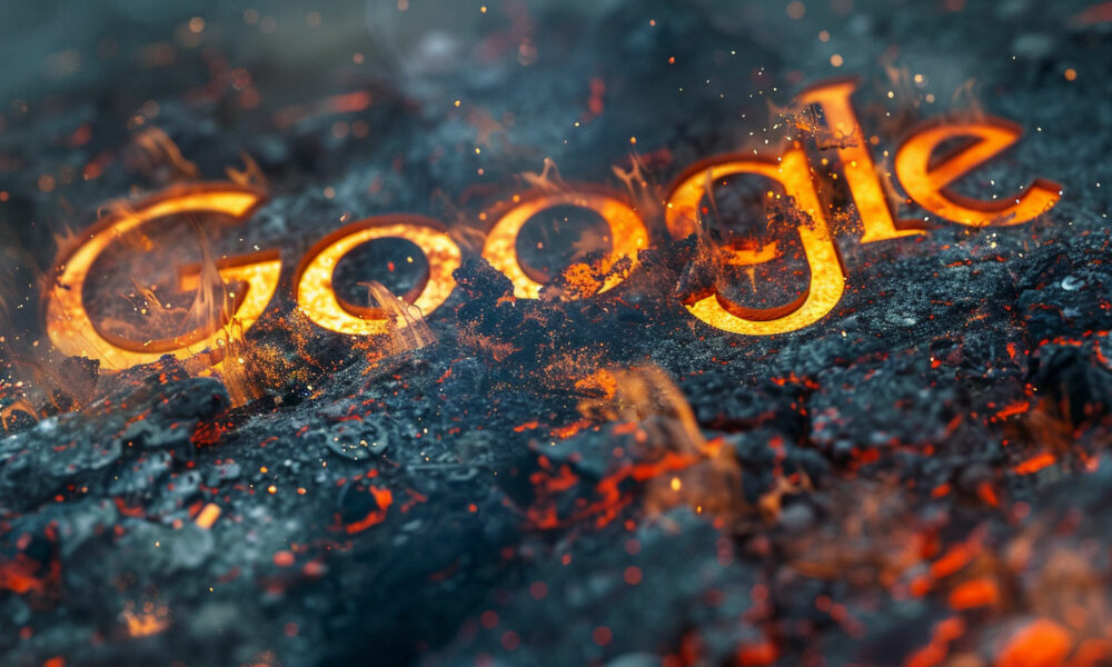 Google Logo Fire Charred Melt