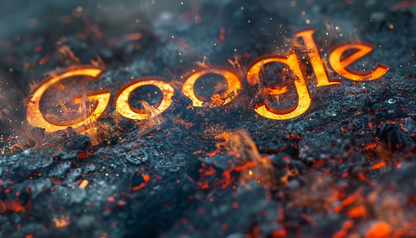 Google Logo Fire Charred Melt