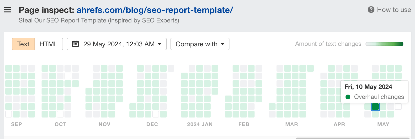 Ahrefs Page Inspect screenshot, via Ahrefs' Site Explorer