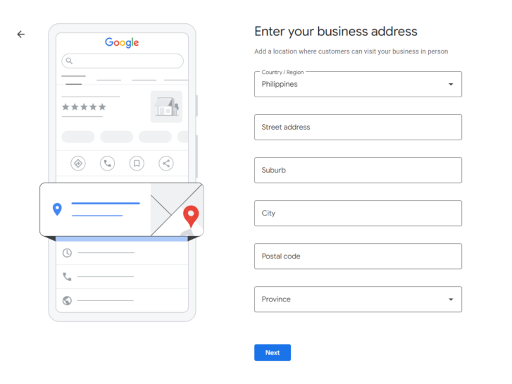 Adding business address to Google My Business profile