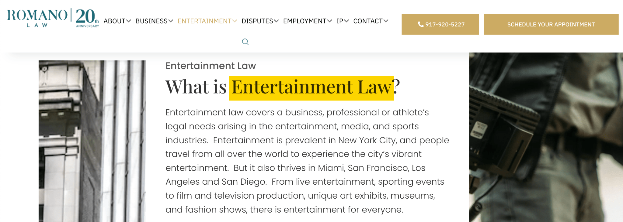 Educational SEO content on a lawyer firm's website. 