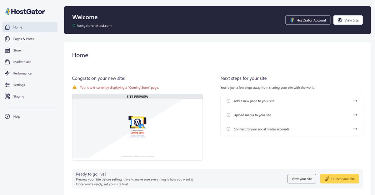 HostGator displays a coming soon page on your website before it's live