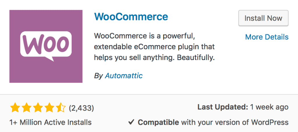 WooCommerce plugin on WordPress backend