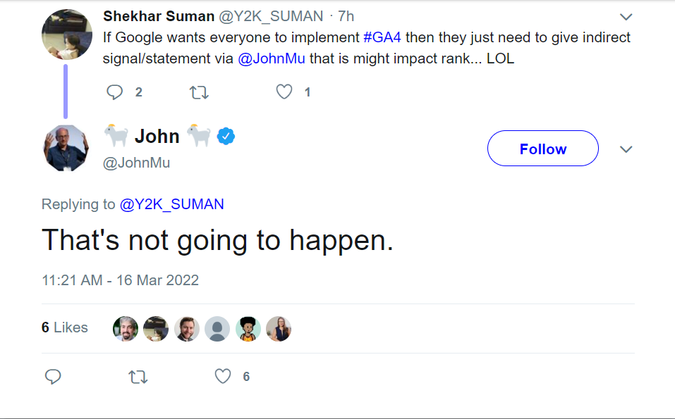 JohnMu: "That's not going to happen"