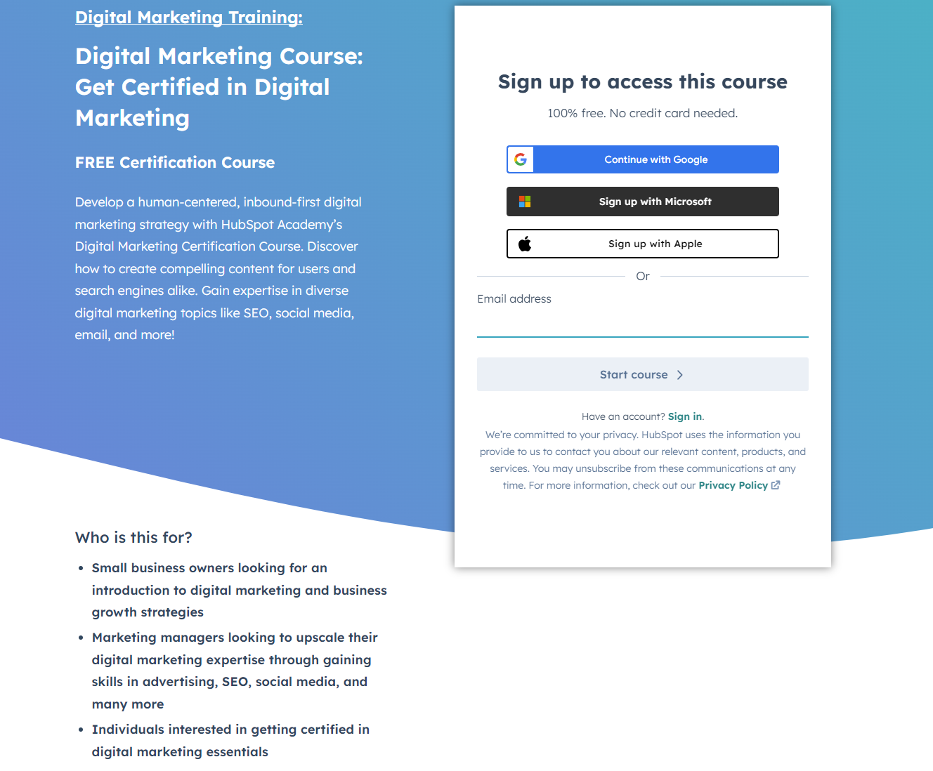 HubSpot Academy Digital Marketing Course