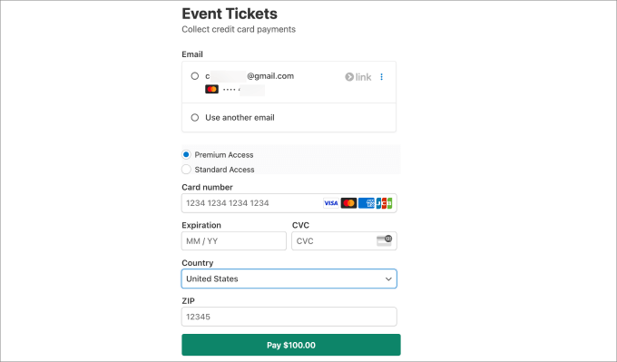preview event ticket form