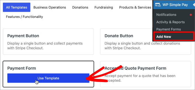 create payment form