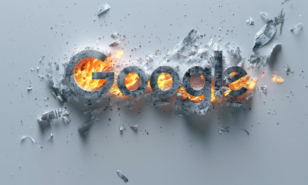 Google Paper Logo On Fire