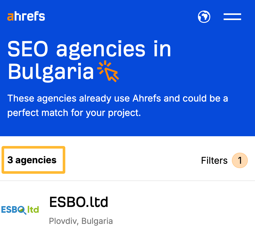 Our SEO agencies in Bulgaria page