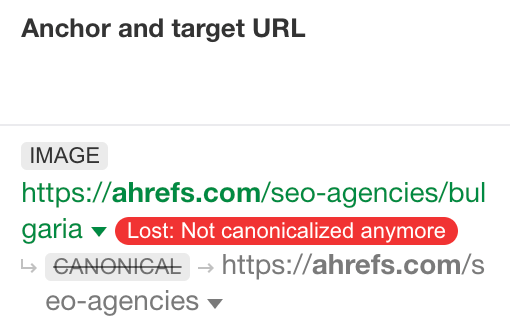 Example of a link lost because we changed the canonical