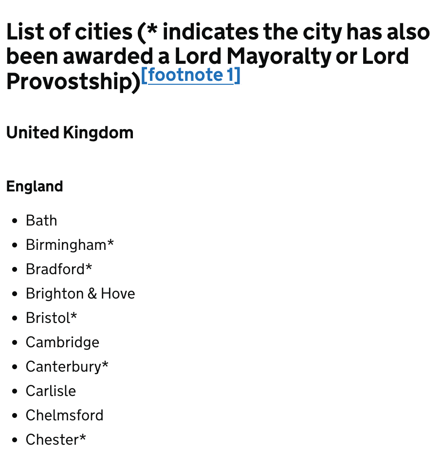 List of English cities