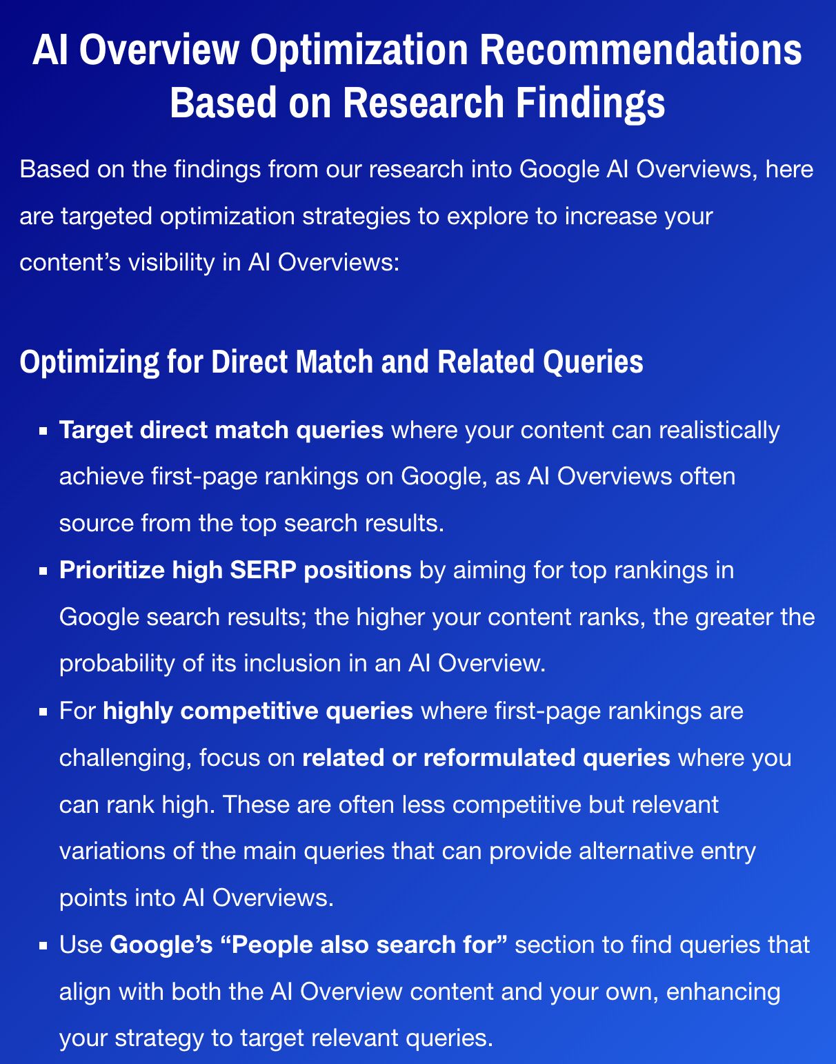 Rich Sanger's recommendations for AI Overviews optimization