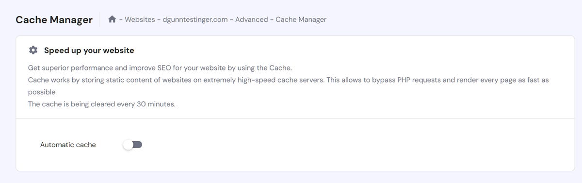 Hostinger web hosting cache manager 