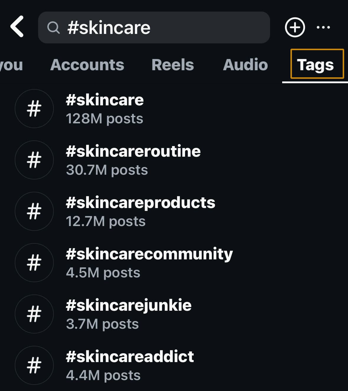 skincare hashtags on Instagram