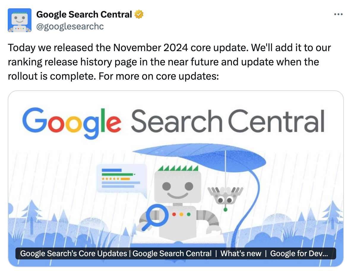 Understanding the Impact of Google's November 2024 Core Update on Global Search Rankings