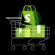 Shopping cart filled with Shopify-adorned bags