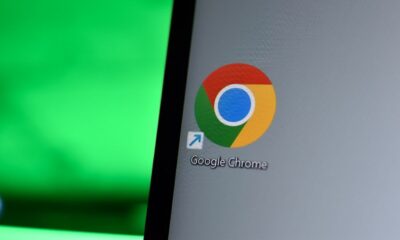 Google Chrome icon on a laptop screen