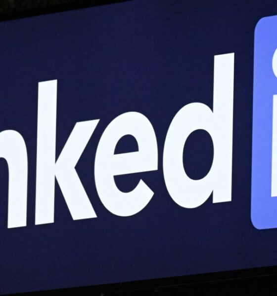A large LinkedIn logo