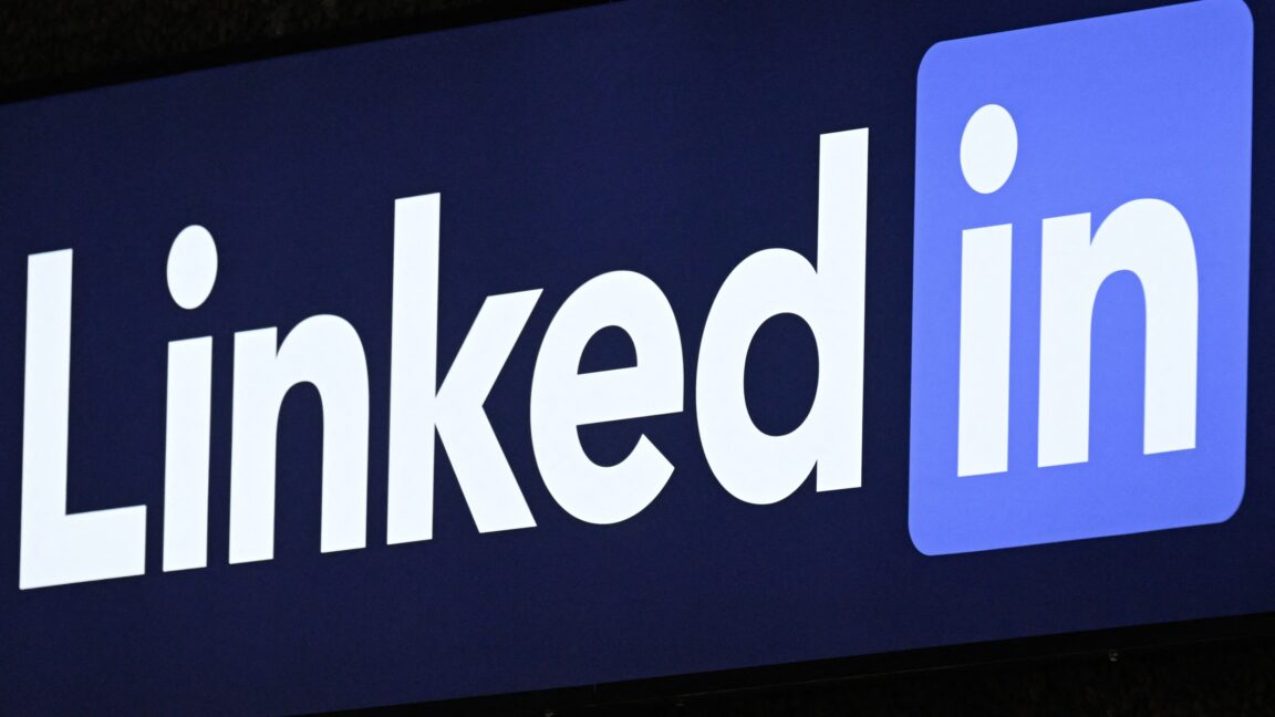 A large LinkedIn logo