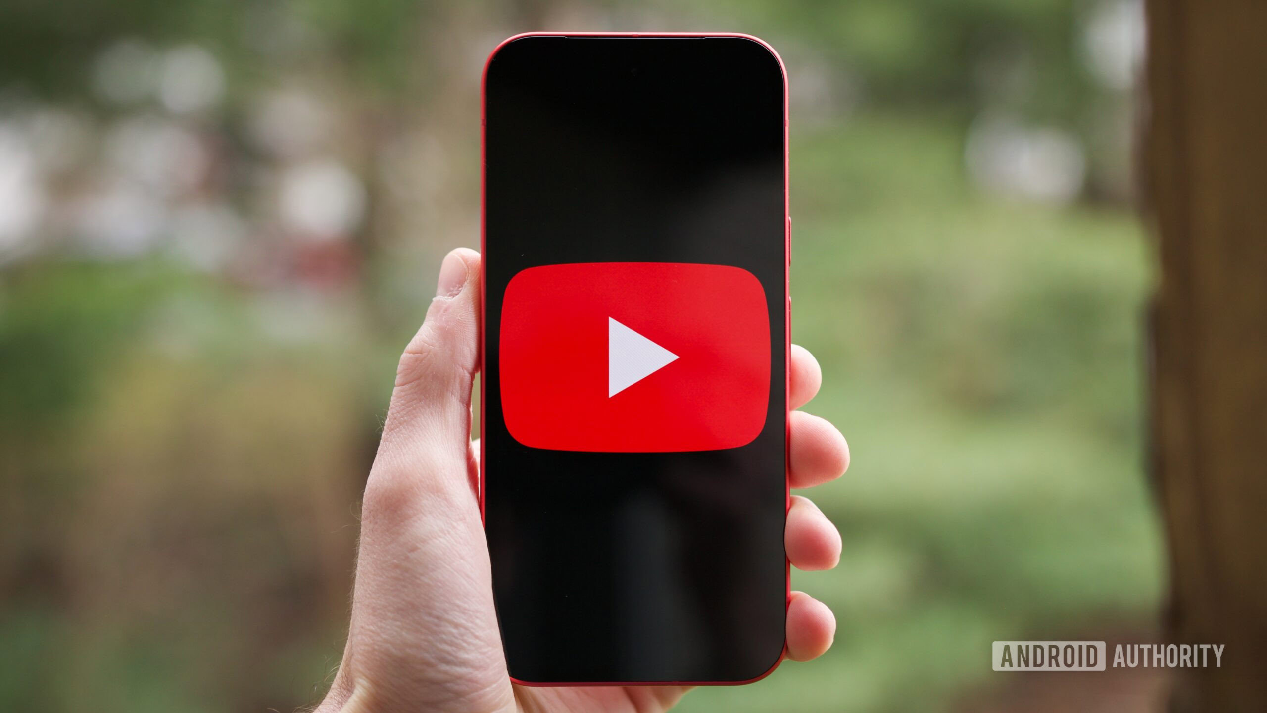 The YouTube logo displayed on a Pixel 10a.