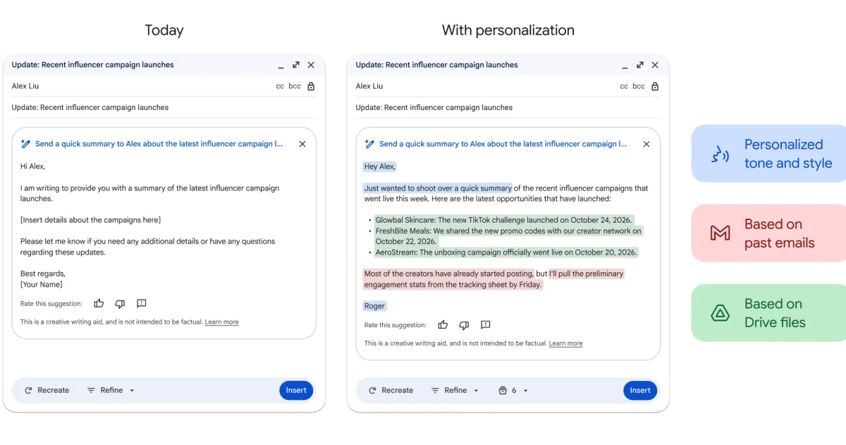 Gmail’s AI writing tool will be write emails that sound more like you.